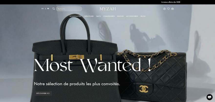 Le site Myzah, maroquinerie de luxe